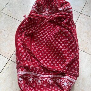 Nonbranded Red/White Cotton Large Duffle Travel Bag.